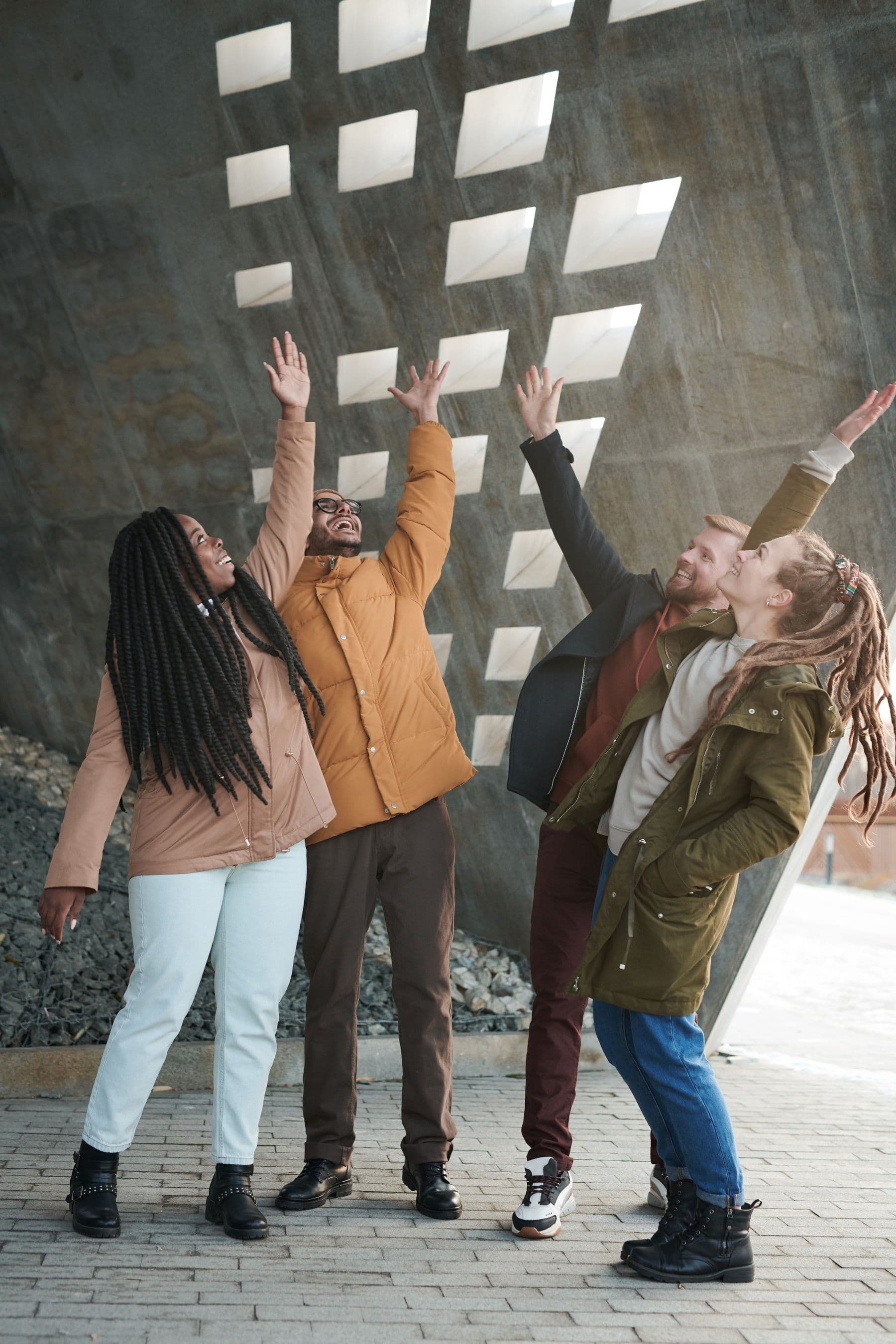 Friends celebrating together outdoors